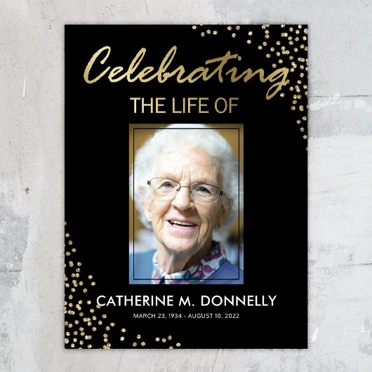 葬儀看板 | 生前の感謝 黒金 ポスター