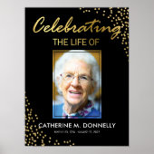 葬儀看板 | 生前の感謝 黒金 ポスター (正面)