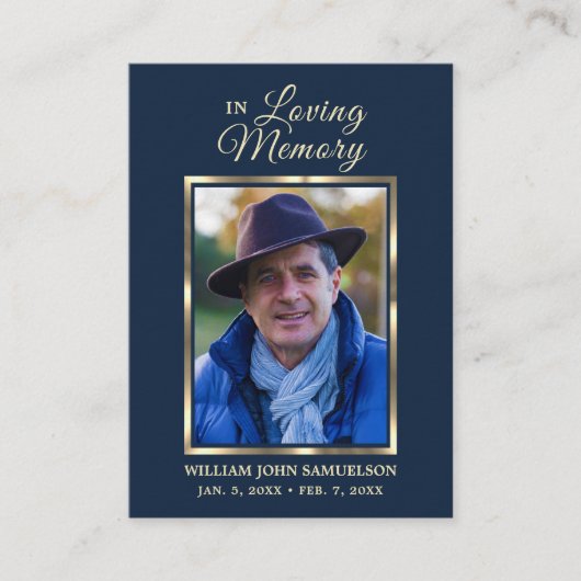 葬儀祈りの言葉ありがとうダークブルー 名刺 (正面)