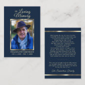 葬儀祈りの言葉ありがとうダークブルー 名刺 (正面/裏面)