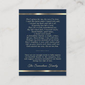 葬儀祈りの言葉ありがとうダークブルー 名刺 (裏面)