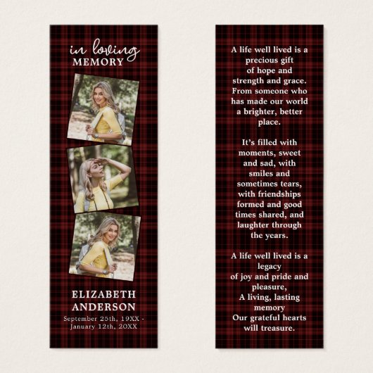 葬儀祈りの言葉しおりメモリアル3写真プレイド (正面&裏面)