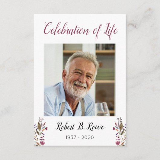 葬儀祈りの言葉カードとフォトブルゴーニュの花 エンクロージャーカード (正面)