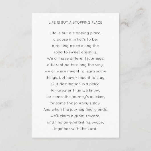 葬儀祈りの言葉カードとフォトブルゴーニュの花 エンクロージャーカード (裏面)