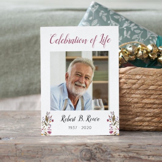 葬儀祈りの言葉カードとフォトブルゴーニュの花 エンクロージャーカード