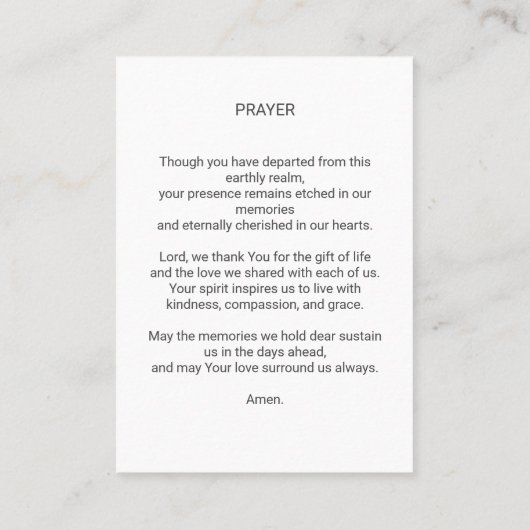 葬儀祈りの言葉カードフローラクロス 名刺 (裏面)