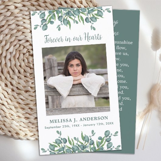 葬儀祈りの言葉カードユーカリ悔やみや弔慰写真 コーリングカード