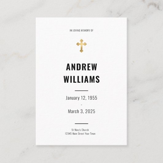 葬儀祈りの言葉カード白黒 名刺 (正面)