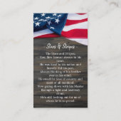 葬儀祈りの言葉カード米国国旗のスターストライプズ詩 コーリングカード (裏面)