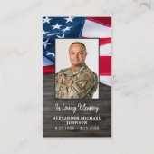 葬儀祈りの言葉カード米国国旗のスターストライプズ詩 コーリングカード (正面)