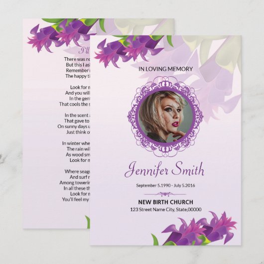 葬儀祈りの言葉カード (正面/裏面)