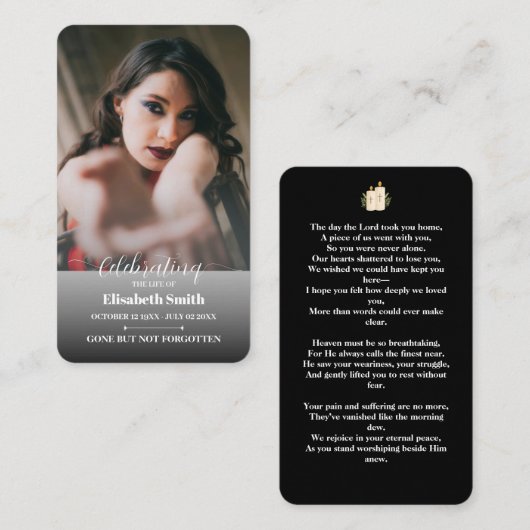 葬儀祈りの言葉カード – ライフお祝いMemoria 名刺 (正面/裏面)