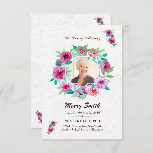 葬儀祈りの言葉カード 案内状 (正面/裏面)