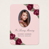 葬儀祈りの言葉ピンクレッドヴィンテージフローラカード (正面)