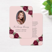 葬儀祈りの言葉ピンクレッドヴィンテージフローラカード (デスク)