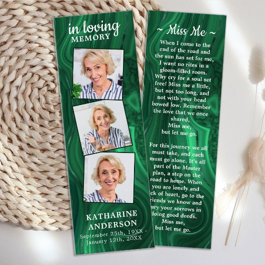 葬儀祈りの言葉ブックマーク3フォトグリーンマーブル