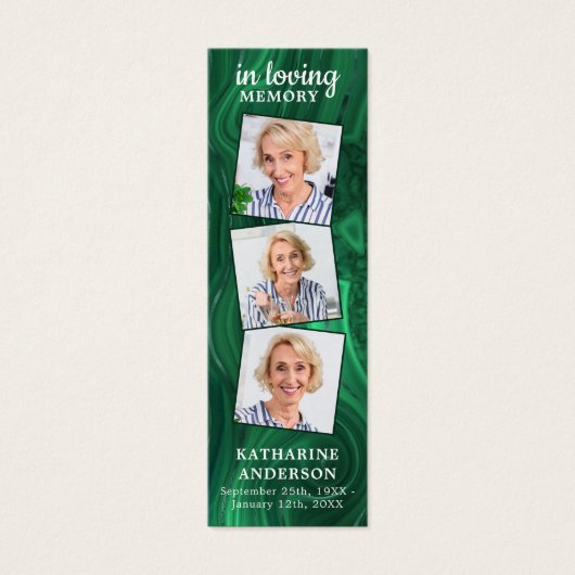 葬儀祈りの言葉ブックマーク3フォトグリーンマーブル (正面)