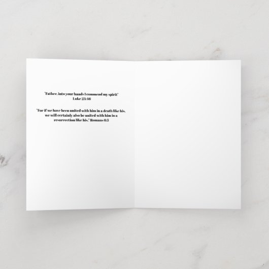 葬儀祈りの言葉記念碑 箔グリーティングカード (内側レイダウン)