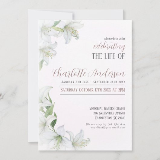 葬儀祝の生涯 招待状 (正面)