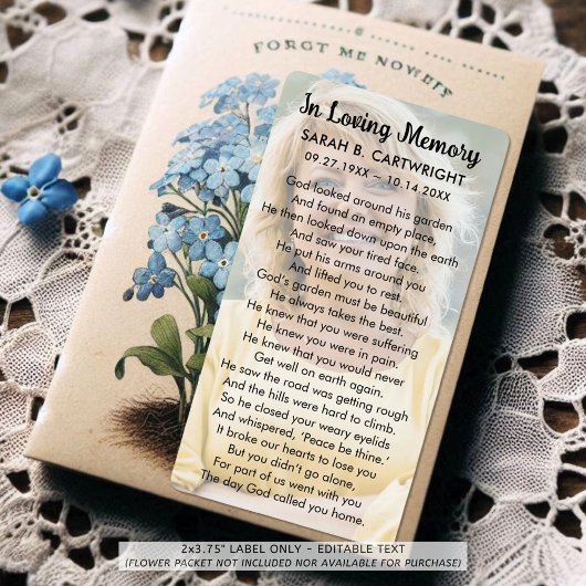 葬儀神の庭園詩の写真パーソナライズされた ラベル