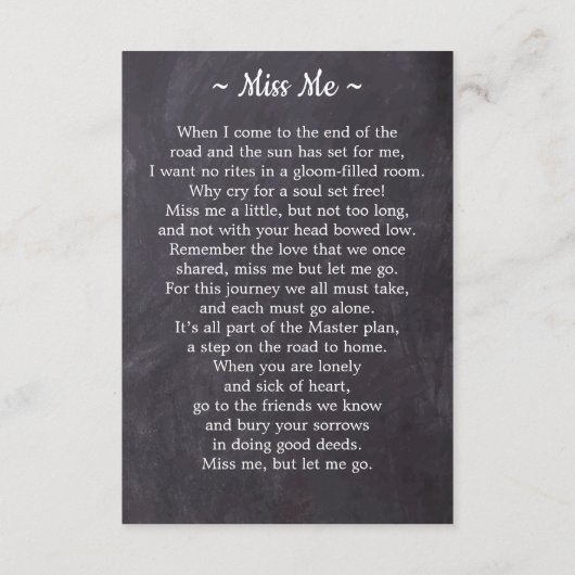 葬儀素朴カスタム3写真記念祈りの言葉カード (裏面)