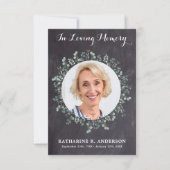 葬儀素朴ユーカリ悔やみや弔慰記念写真 サンキューカード (正面)