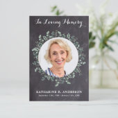 葬儀素朴ユーカリ悔やみや弔慰記念写真 サンキューカード (スタンド正面)