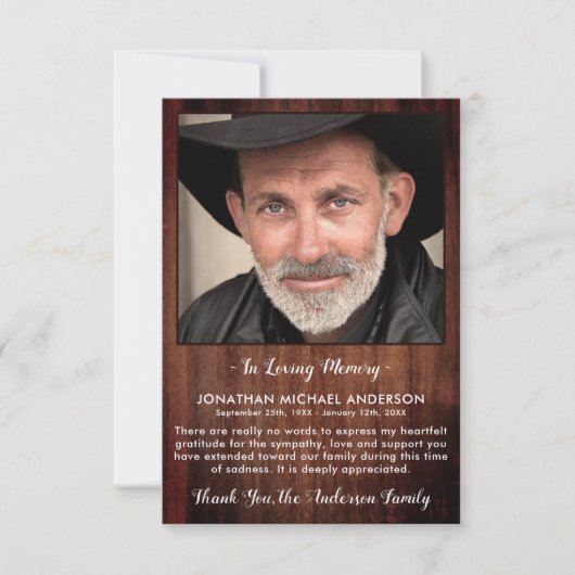 葬儀素朴感謝の記念悔やみや弔慰写真 サンキューカード (正面)