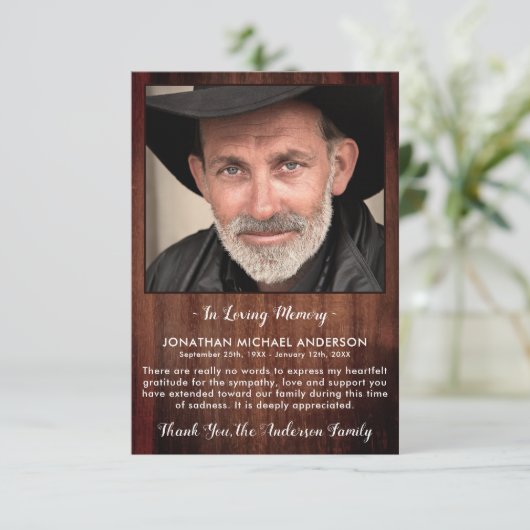 葬儀素朴感謝の記念悔やみや弔慰写真 サンキューカード (スタンド正面)