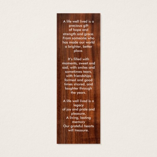 葬儀素朴祈りの言葉写真追悼詩ブックマーク (裏面)