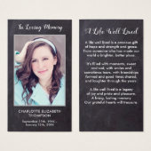 葬儀素朴記念写真悔やみや弔慰祈りの言葉カード (正面&裏面)