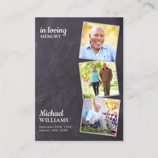 葬儀素朴3写真石板記念祈りの言葉カード コーリングカード (正面)