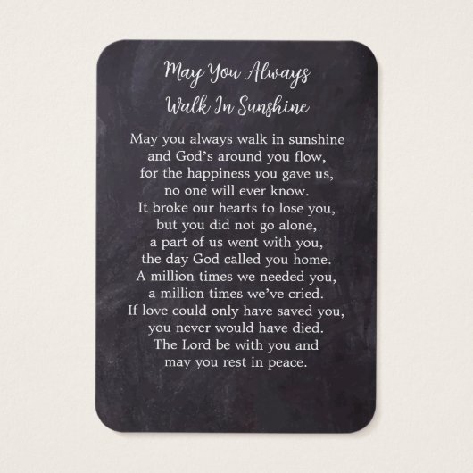 葬儀素朴3写真詩記念祈りの言葉カード (裏面)