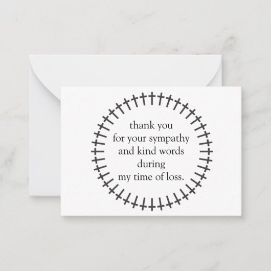 葬儀縁どの後の十字架のサンキューカード ノートカード (正面)