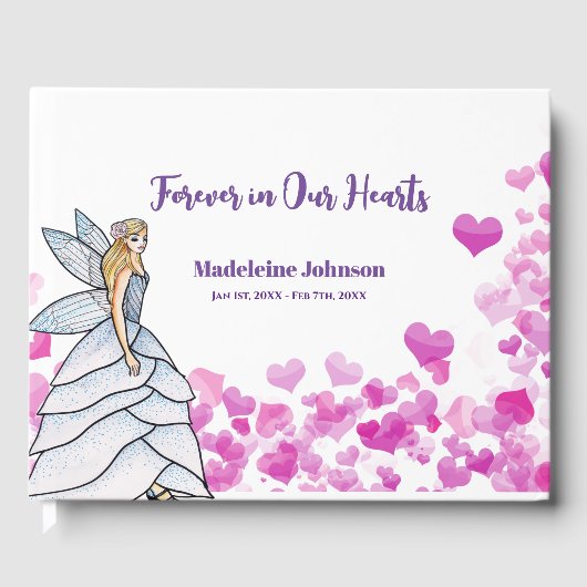 葬儀美しい女の子フェアリープリンセスピンク ゲストブック (正面)