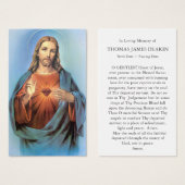 葬儀聖なるハートイエス祈りの言葉同情カード (正面&裏面)