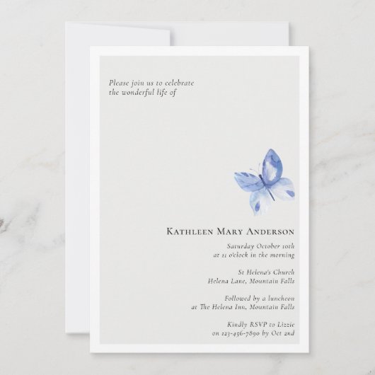 葬儀記念お祝い 招待状 (正面)