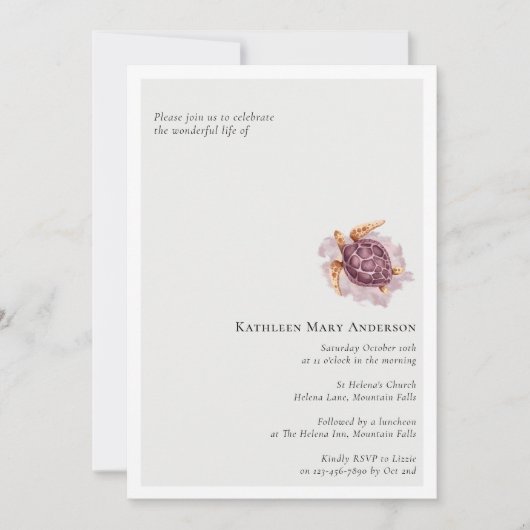 葬儀記念お祝い 招待状 (正面)