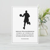 葬儀記念の白黒バスケットボール選手 サンキューカード (スタンド正面)