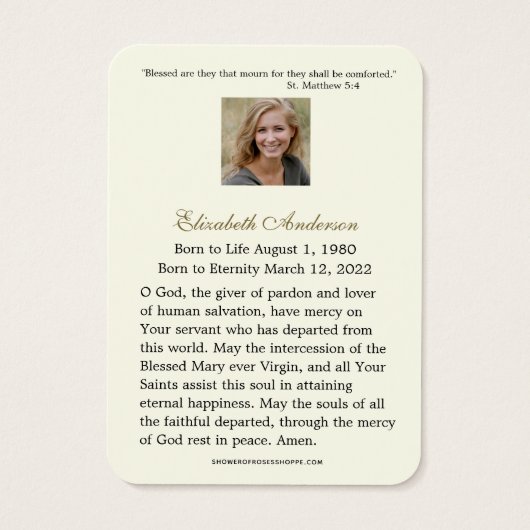 葬儀記念イエズス祈りの言葉聖札 (裏面)