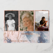 葬儀記念エレガント石モダン4枚 箔招待状 (正面)