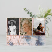 葬儀記念エレガント石モダン4枚 箔招待状 (立ち正面)