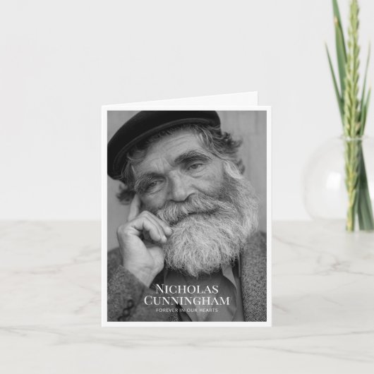 葬儀記念クラシックのシンプル写真とメッセージ サンキューカード (正面)