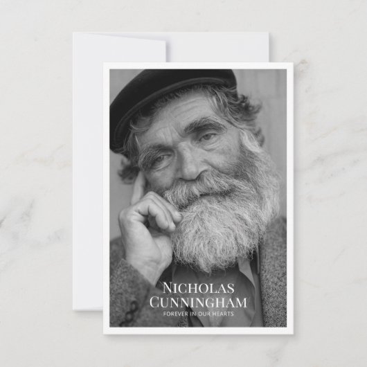 葬儀記念クラシックのシンプル写真とメッセージ ノートカード (正面)