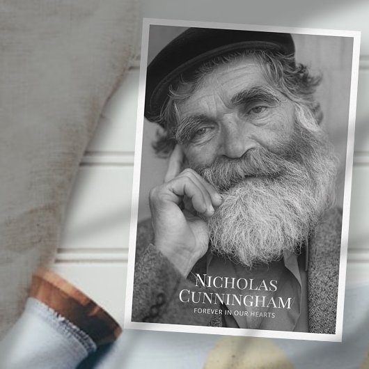 葬儀記念クラシックのシンプル写真とメッセージ ノートカード