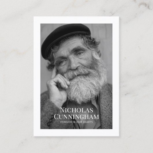 葬儀記念クラシックシンプルフォト祈りの言葉カード 名刺 (正面)