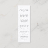 葬儀記念シックエレガントミニブックマークカード スキニー名刺 (裏面)