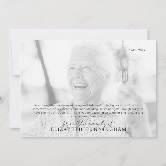 葬儀記念シンプルの写モダン真 サンキューカード (正面)