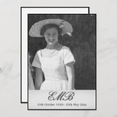 葬儀記念シンプル写真エレガント招待状 招待状 (正面/裏面)