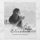 葬儀記念シンプル白黒写真 ワインラベル (シングルラベル)